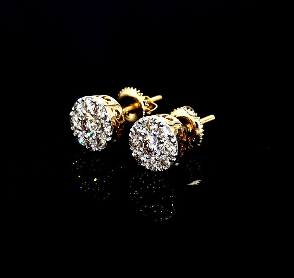 14k gold stud diamond VVS earrings