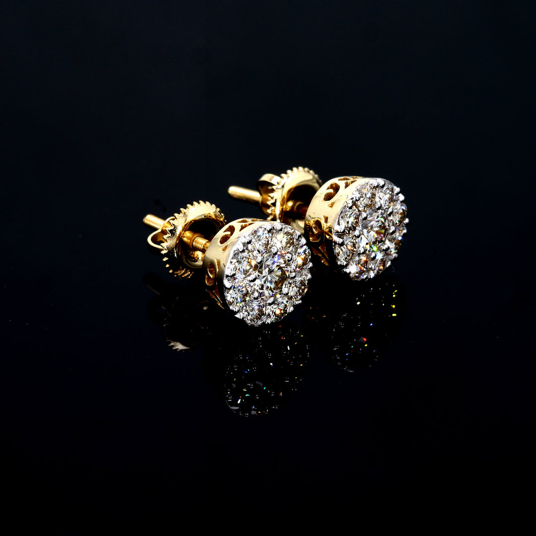 14k gold stud diamond VVS earrings