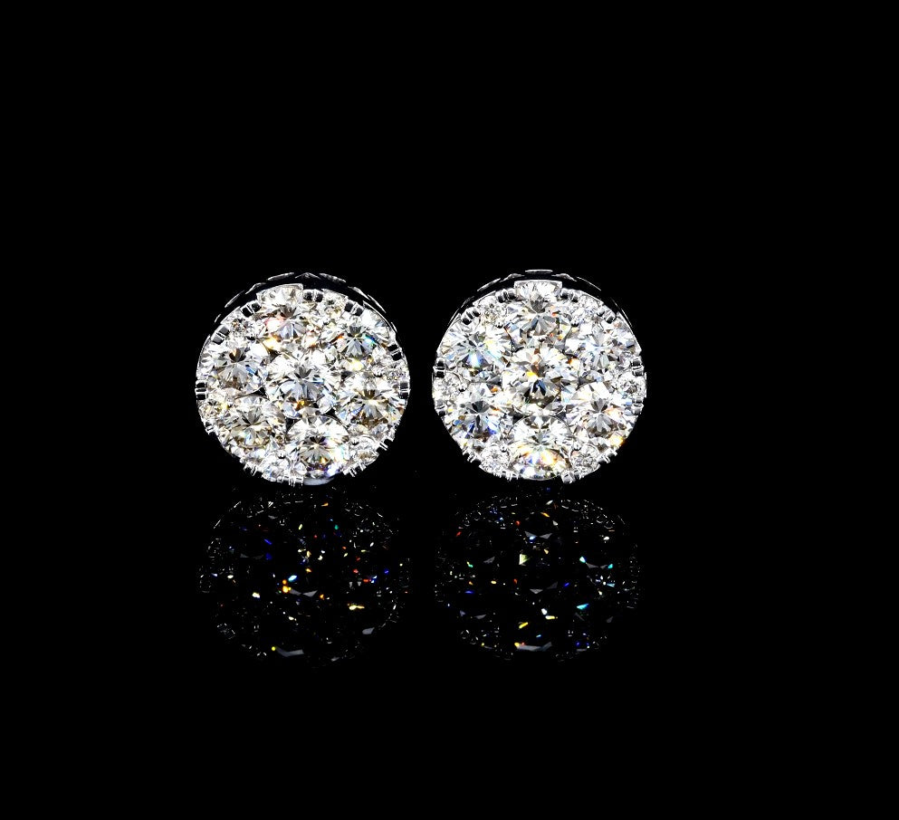 14k white gold stud diamond VVS earrings