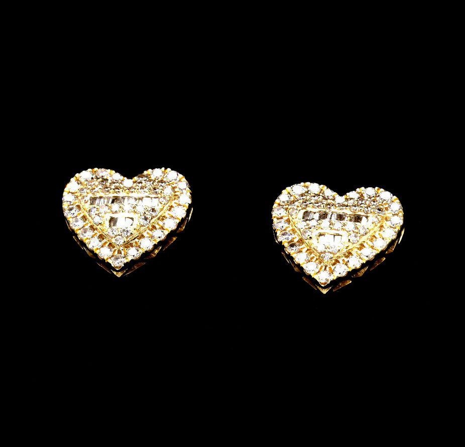 14k gold heart diamond VS earrings