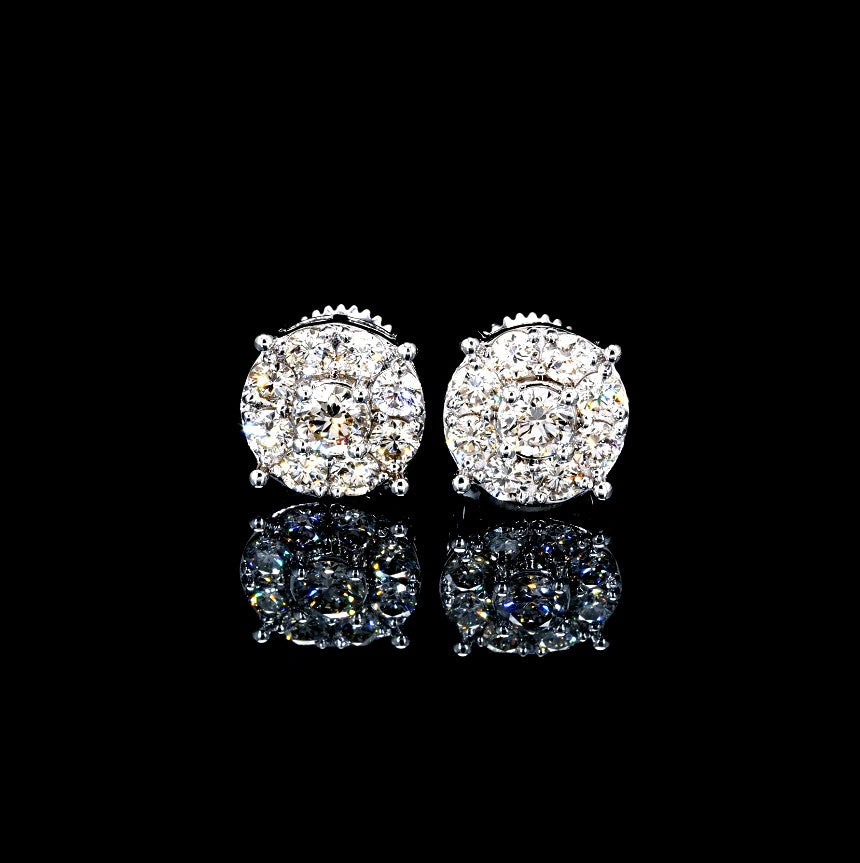 14k gold Pointer cluster diamond VVS earrings
