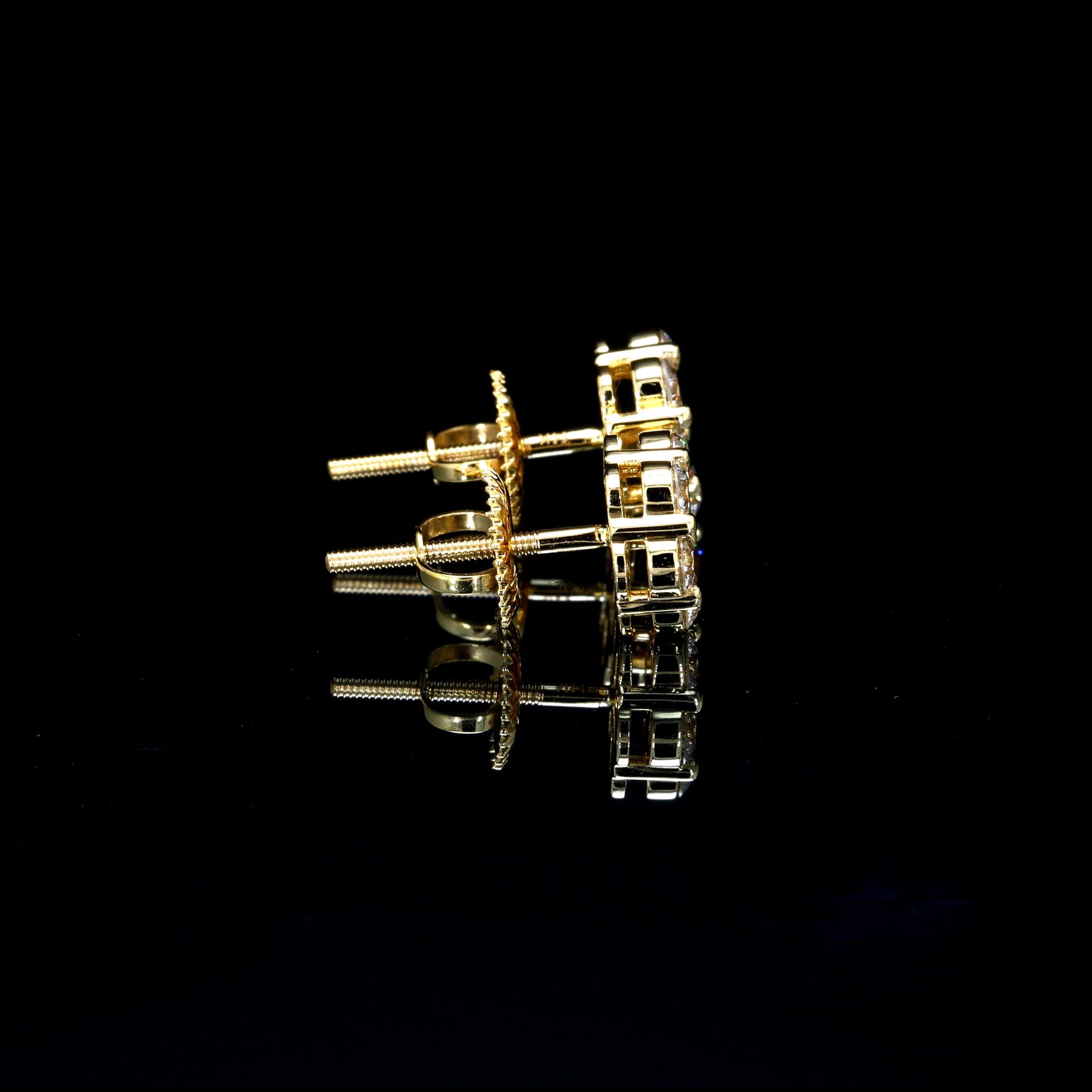 14k gold Flower diamond VVS earrings