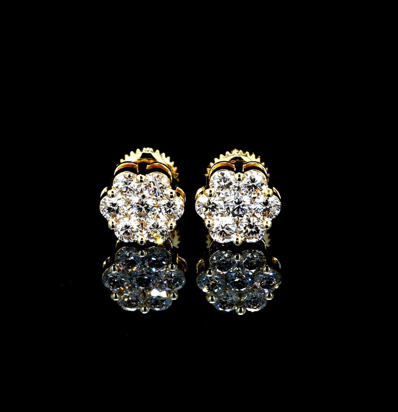 14k gold Flower diamond VVS earrings