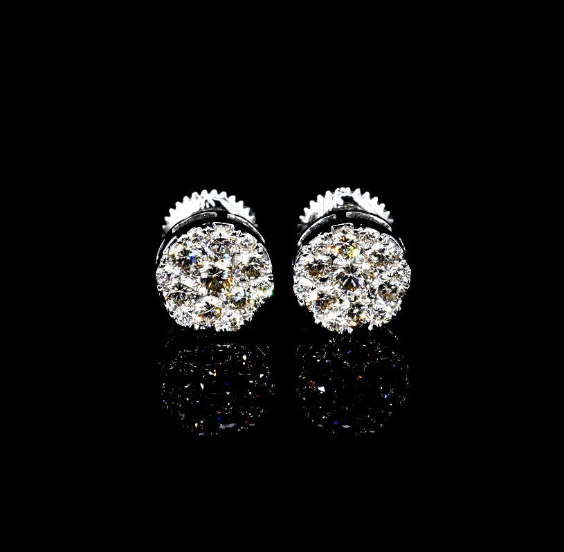 14k white gold stud diamond VVS earrings