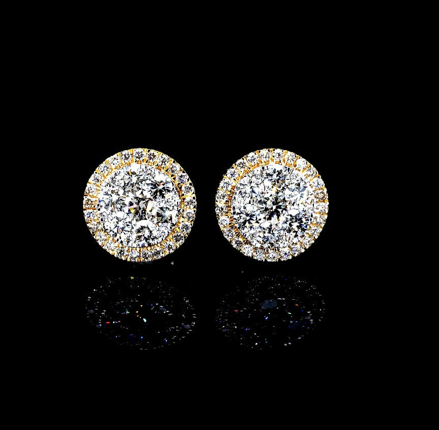 14k gold cluster diamond VVS earrings