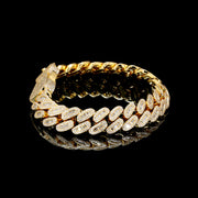 YELLOW GOLD NATURAL DIAMOND CUBAN BRACELET