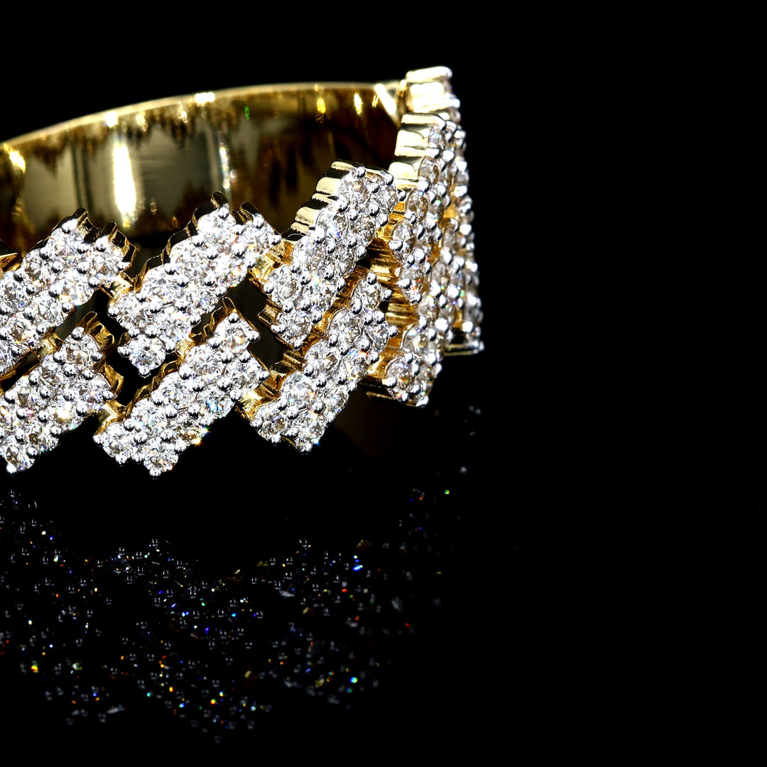 SOLID GOLD DIAMOND CUBAN RING