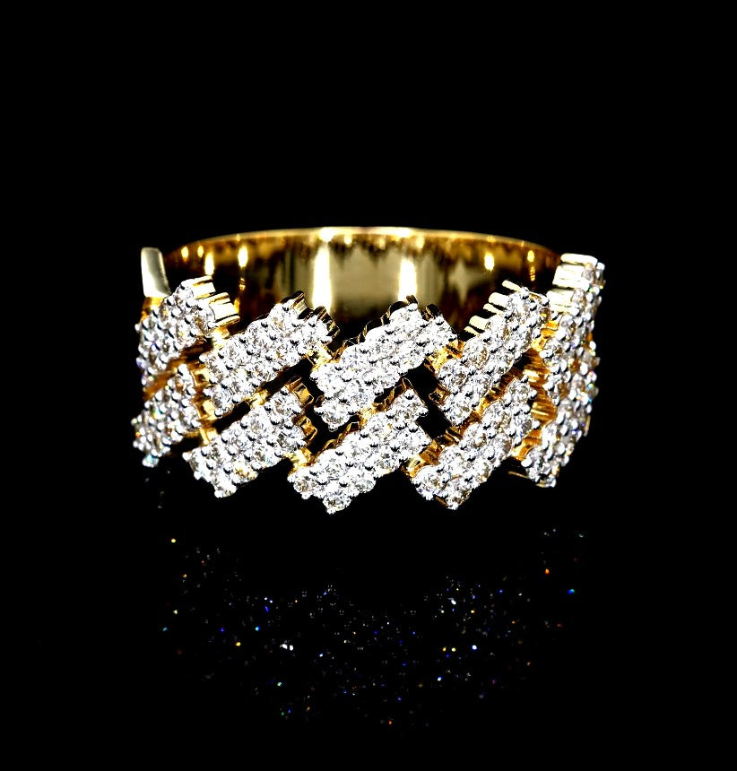 SOLID GOLD DIAMOND CUBAN RING