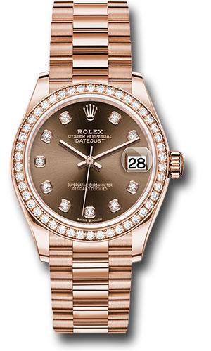 Rolex Everose Gold Datejust 31 Watch - Diamond Bezel - Chocolate Diamond Dial - President Bracelet - 278285RBR chodp