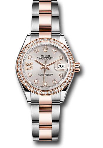 Rolex Steel and Everose Gold Rolesor Lady-Datejust 28 Watch - Diamond Bezel - Sundust Diamond Star Dial - Oyster Bracelet - 279381RBR su9dix8do