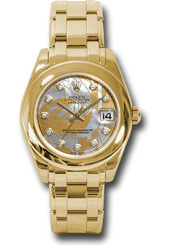 Rolex Yellow Gold Datejust Pearlmaster 34 Watch - Polished Bezel - Goldust Dream Mother-Of-Pearl Diamond Dial - 81208 gdd