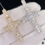 14k Solid Gold Baguette & Round Diamond Cross Pendants