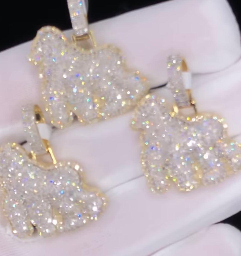 14k custom made gorilla pendants