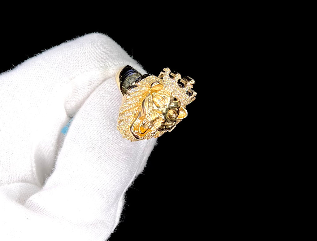 14k Gold Lion Diamond Ring