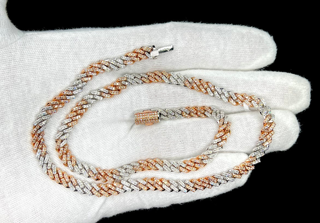 Rose & white gold Diamond cuban link chain