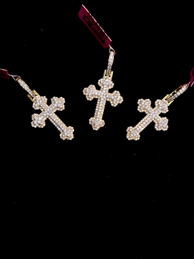 Solid gold diamond cross pendants