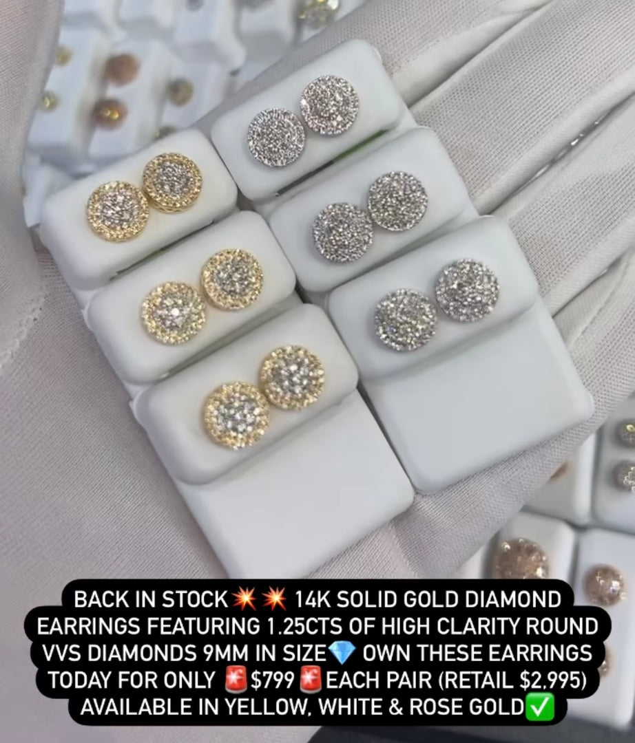 14k solid gold diamond earrings