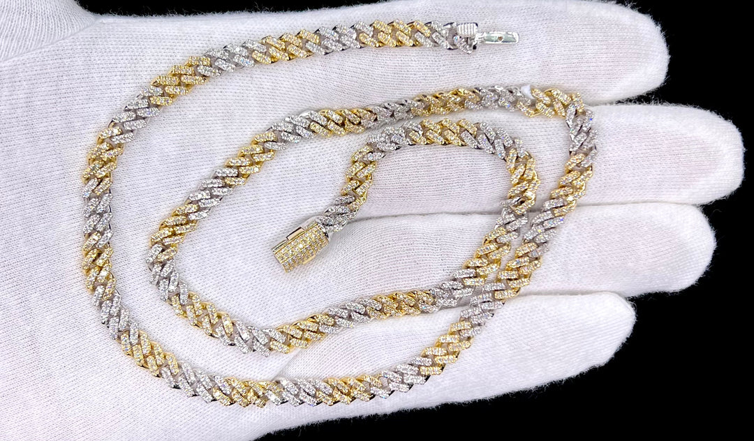 Yellow & White gold Diamond cuban link chain