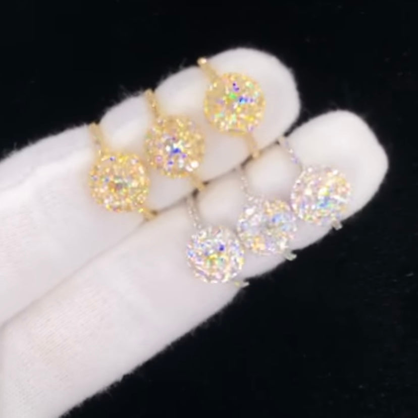 Solid 14k gold custom made round shape diamond rings