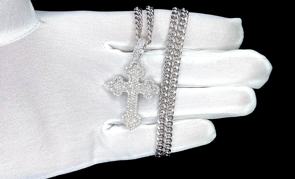 14k Motif Diamond cross pendant
