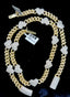 Two tone diamond heart chain and heart bracelet